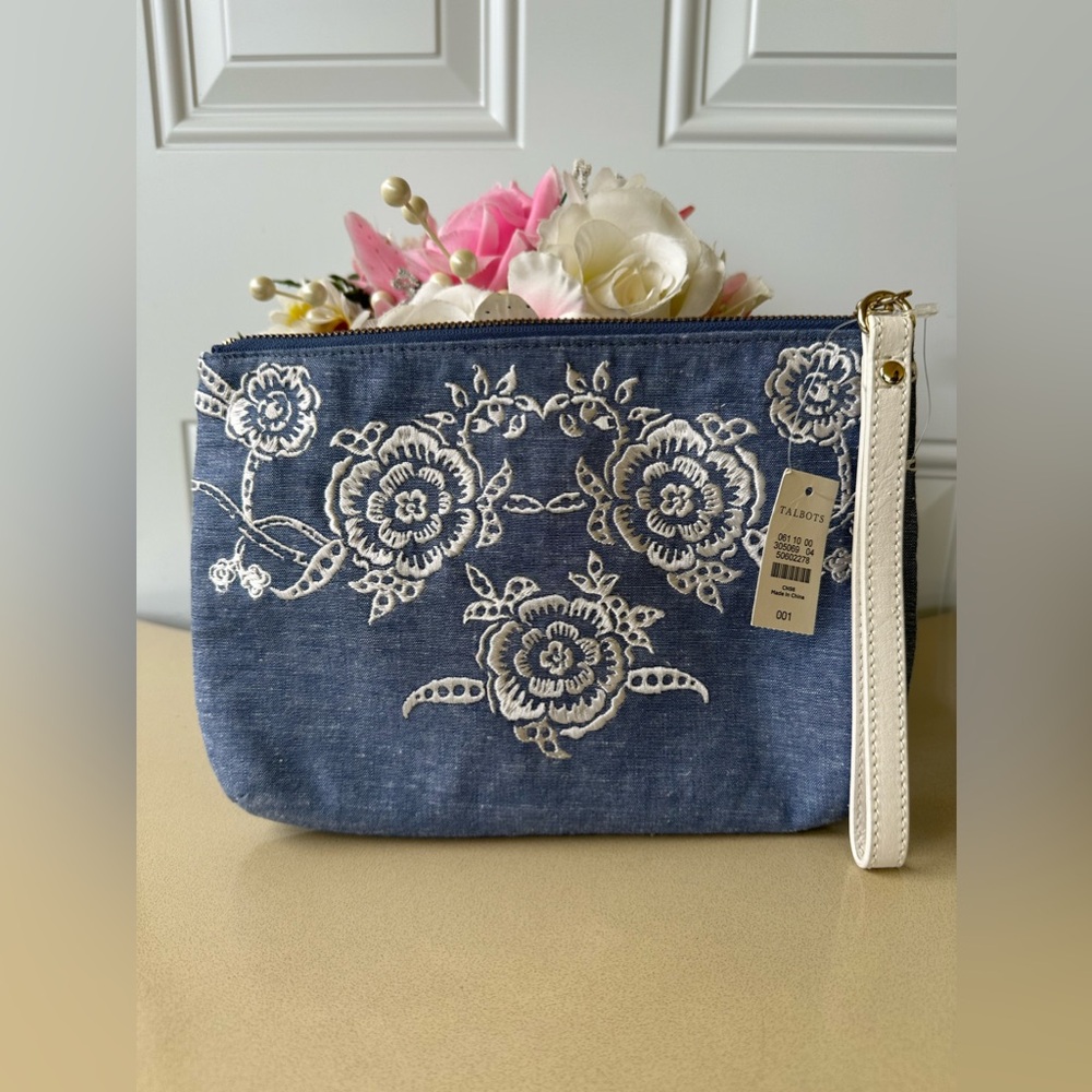 Talbots Floral Embroidered Wristlet